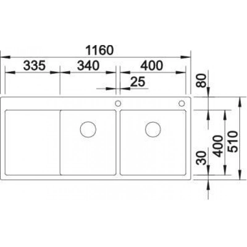 Кухненска мивка BLANCO CLARON 8S-IF/А С ДЯСНО КОРИТО, за вграждане, с две корита, от неръждаема стомана 521651